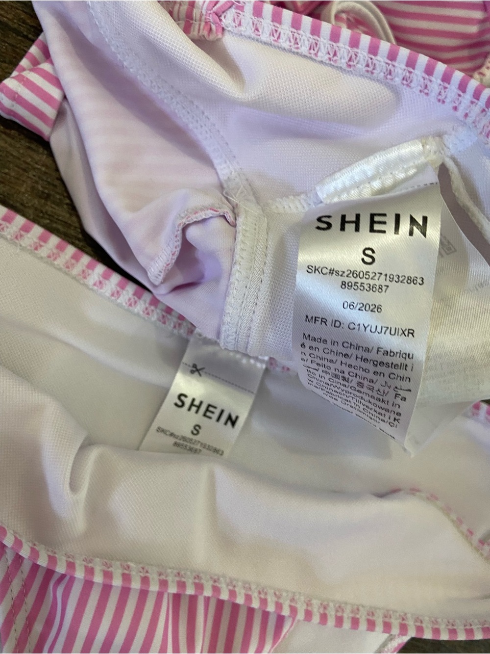 Pink & White Striped Womens Swimsuit - Picture 3 of 3